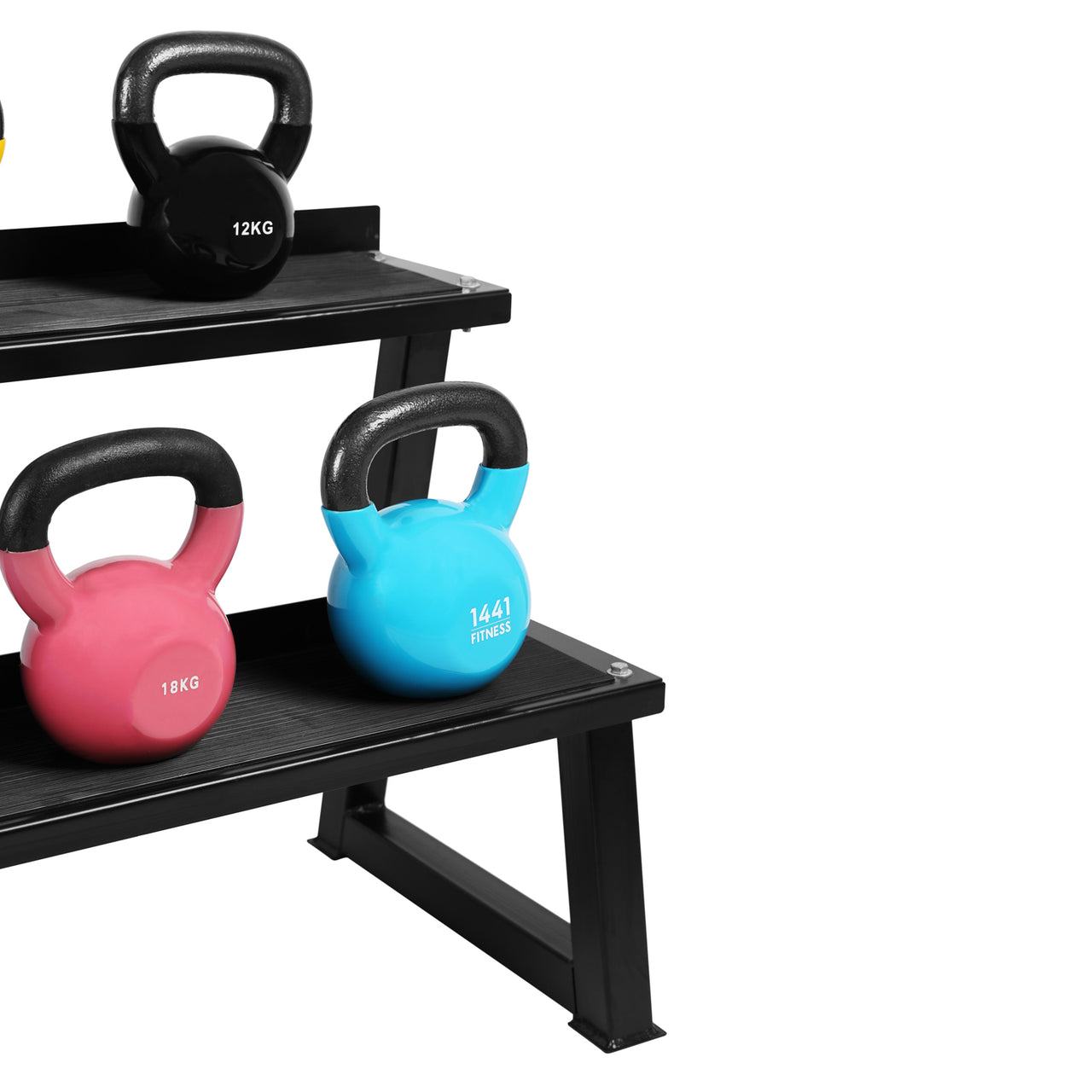 1441 Fitness Vinyl Coated Kettlebell - 4 Kg to 20 Kg (9 PCS Set) with Rack