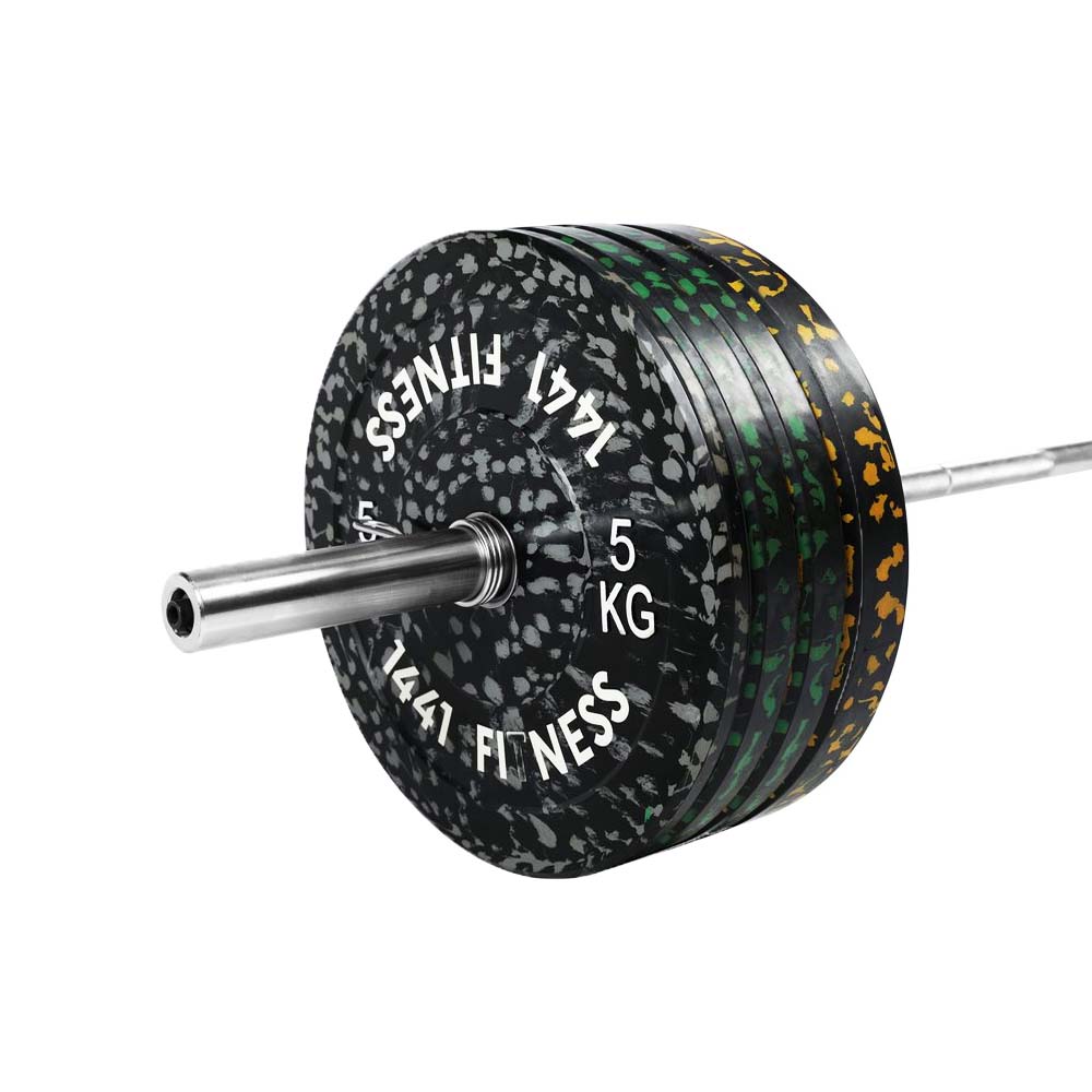 7 Ft Olympic Bar With Camouflage Bumper Plates - 100 KG Set | 1441 Fitness