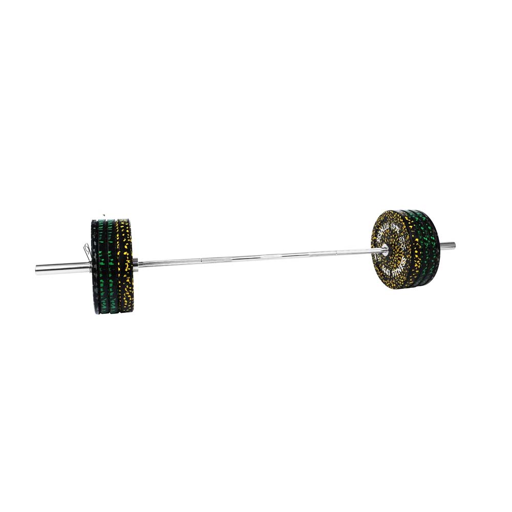 7 Ft Olympic Bar With Camouflage Bumper Plates - 100 KG Set | 1441 Fitness