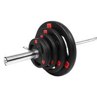 Thumbnail for 7 ft Olympic Lifting Bar-80 Kg weight plate set equipped with pair of collars