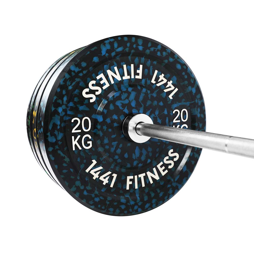 7 Ft Olympic Bar With Camouflauge Bumper Plates - 120 KG Set | 1441 Fitness