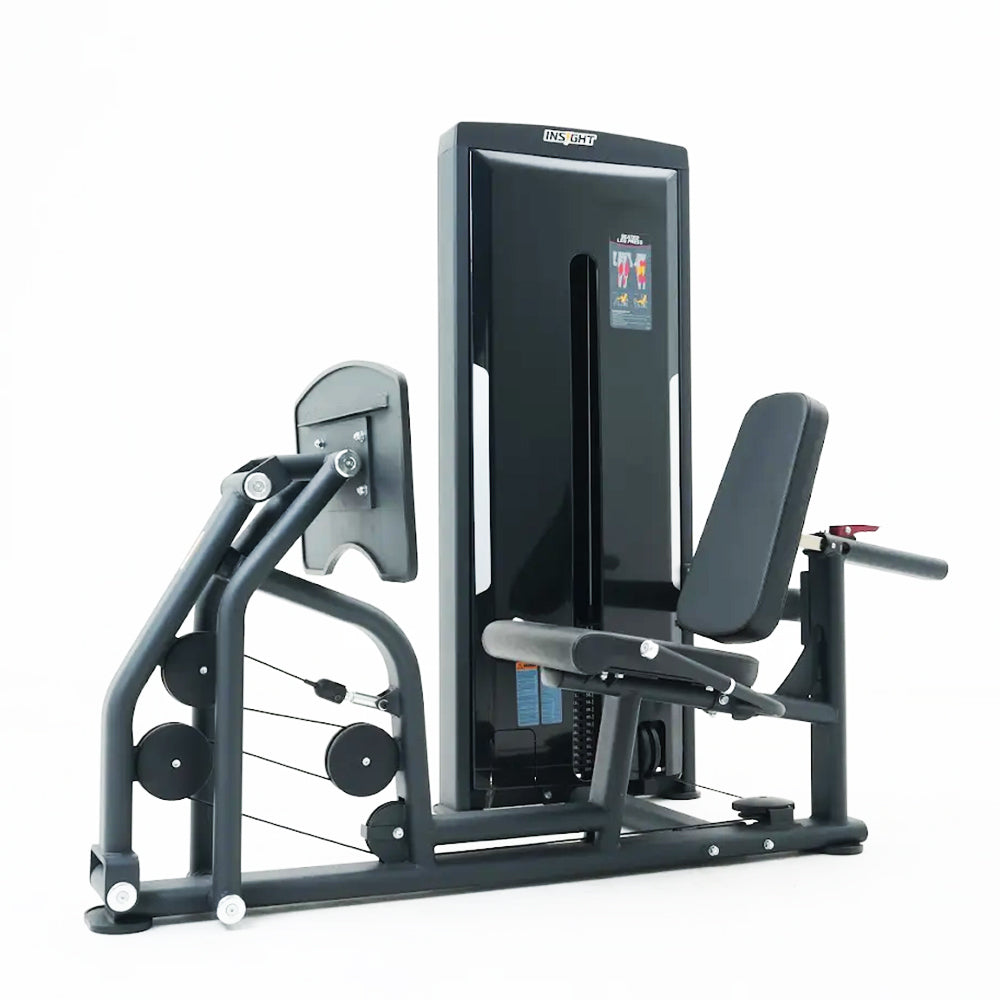 Insight Fitness Seated Leg Press - SA016 Seated Leg Press machine with weight stacks and a cushioned seat, set against a white background.
