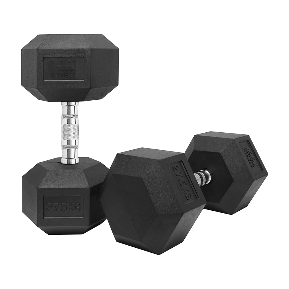 1441 Fitness Rubber Hex Dumbbells (2.5kg - 50kg) - Sold In Pairs (2 pcs)