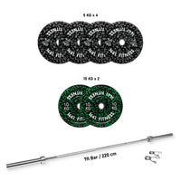 Thumbnail for 7 Ft Olympic Bar with Camouflage Bumper Plates Set - 60 KG Set | 1441 Fitness