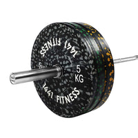 Thumbnail for 7 Ft Olympic Bar with Camouflage Bumper Plates Set - 80 KG Set | 1441 Fitness