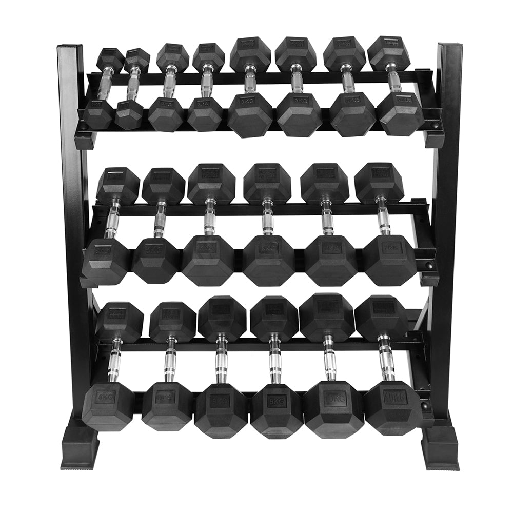 1441 Fitness Hex Dumbbell Set 1 Kg To 10 Kg With 3 Tier Dumbbell Rack (8 Pairs)