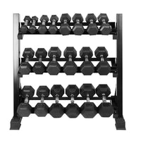 Thumbnail for 1441 Fitness Hex Dumbbell Set 1 Kg To 10 Kg With 3 Tier Dumbbell Rack (8 Pairs)