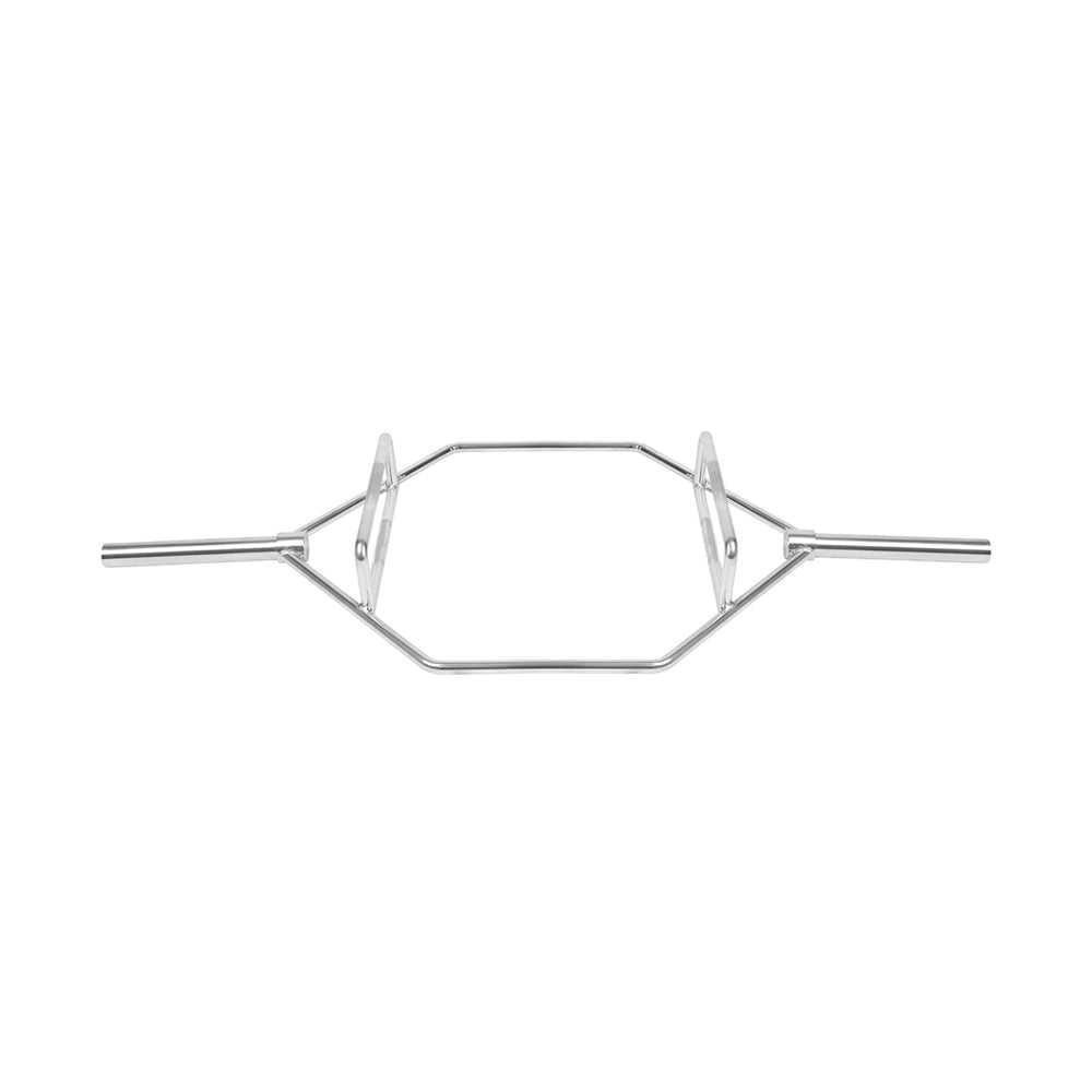 Hex Bar Deadlift-lifter stands inside the hex  shape with their feet hip-width apart.