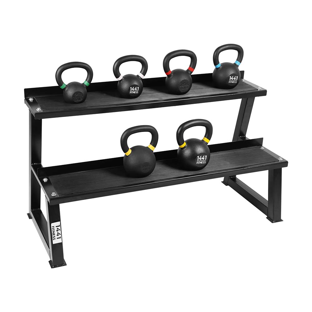 1441 Fitness Powder Coated Kettlebell - 6 Kg to 16 Kg (6 PCS) - with Rack