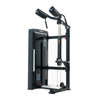 Thumbnail for A black and gray Insight Fitness Standing Calf Raise - SA019 Standing Calf Raise machine with adjustable height and multi-position hand grips.