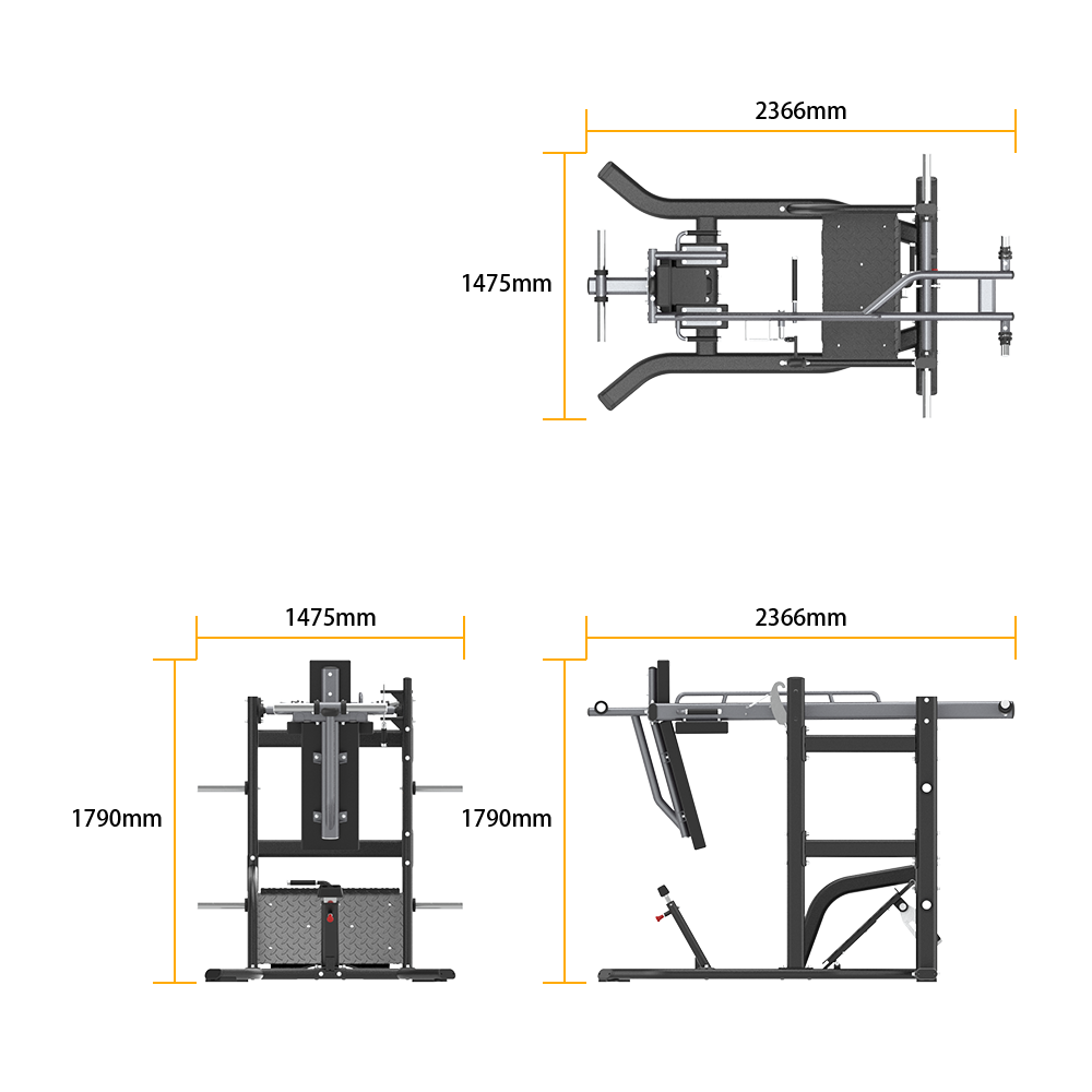 Insight Fitness Pendulum Squat - SH033 dimensions
