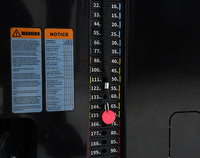 Thumbnail for Insight Fitness SA Series Assisted Chin Up - SA008 Measurement scale with warning and notice labels on a dark background