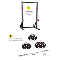 Thumbnail for Combo Offer 1441 Fitness Squat Rack MDL65 with 7 Ft Bar with 80 Kg Tri Grip Plates Set