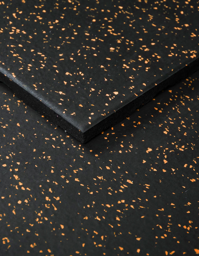 Commercial Gym Flooring 100 x 100 (cm) - 20 mm Thickness - Speckled Orange