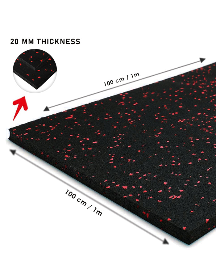 Commercial Rubber Flooring for Gym 20 mm - 100 x 100 CM Speckled Red