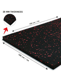 Thumbnail for Commercial Rubber Flooring for Gym 20 mm - 100 x 100 CM Speckled Red