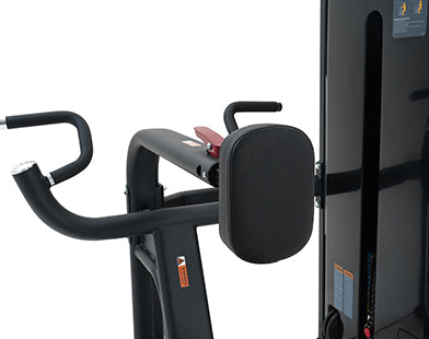 Close-up of a The Insight Fitness Low Row - SA005 with handlebars and a mirror on a white background