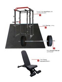 Thumbnail for Combo Offer | Power Cage Squat Rack J008 +80 KG Apus Bumper Plate Set + Adjustable Bench A8007 + 4 X 15 mm Flooring