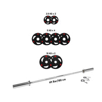 Thumbnail for 1441 Fitness 6 ft Olympic Bar with Tri Grip Black Olympic Plates Set | 60 Kg Set