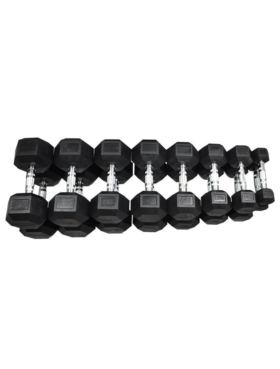 Hex Dumbbells Set - 2.5 KG to 20 KG ( 8 Pairs)