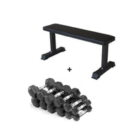 Thumbnail for Hex Dumbbells Set (2.5 KG To 15 KG - 6 Pairs) With Flat Bench