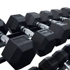 1441 Fitness Hex Dumbbell Set 2.5 to 20 KG (8 Pairs) with 3 Tier Dumbbell Rack – Strength Training Equipment