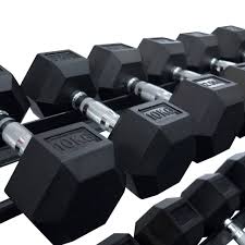 1441 Fitness Hex Dumbbells Set - 2.5 KG to 25 KG with 3 Tier Dumbbell Rack