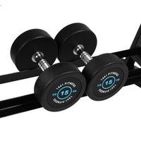 Thumbnail for 1441 Fitness Premium Round Dumbbell Set 2.5 Kg to 15 Kg (6 Pairs) Blue with 3 Tier Rack