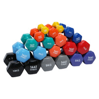 Thumbnail for 1441 Fitness Vinyl Dumbbell with Vertical Rack Combo - 1 KG to 10 KG 