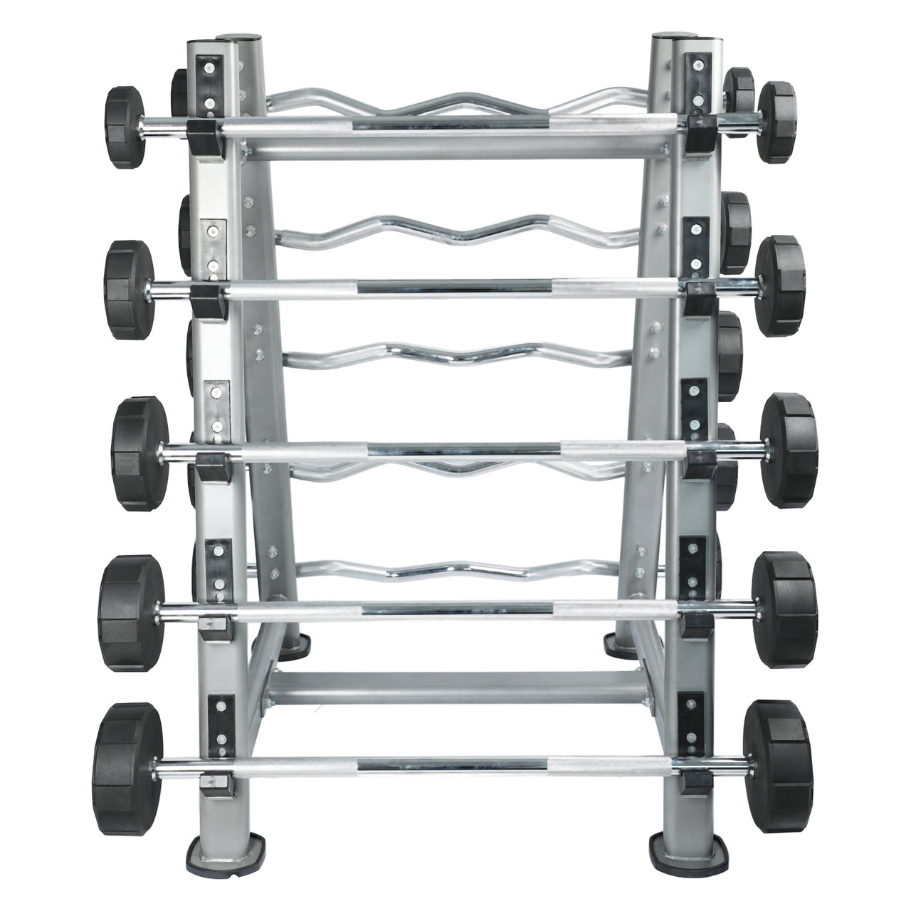 Fixed Straight PU Barbell Set with Rack - 10 Kg to 30 Kg