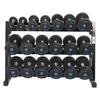 Thumbnail for 1441 Fitness PU Rubber Round Dumbbell Combo Set 2.5 Kg - 25 Kg (10 Pairs) with 3 Tier Rack