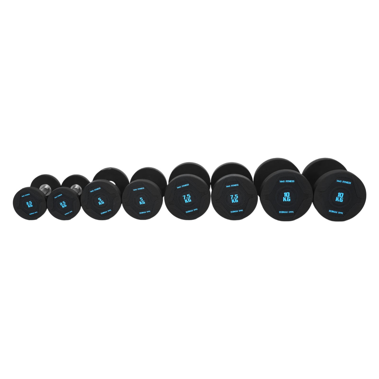 1441 Fitness PU Rubber Round Dumbbells Combo Set 2.5 - 10 kg (4 Pairs Set)