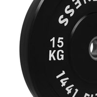 Thumbnail for 1441 Fitness Black Rubber Bumper Plate - 15 KG