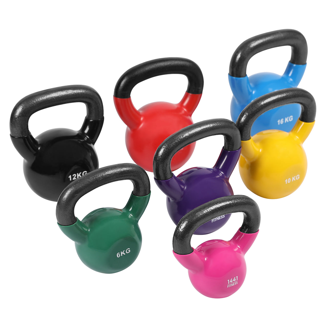 1441 Fitness Vinyl Coated Kettlebell Set - 4 Kg to 16 Kg