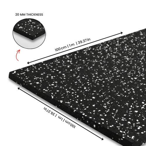 Commercial Rubber Flooring for Gym 20 mm - 100 x 100 CM Speckled White