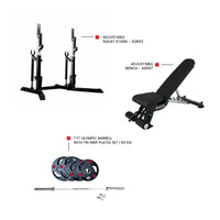 Thumbnail for Adjustable bench A8007 for home gym workout 7 Ft Olympic Barbell with Tri Grip Plates Set | 50 kg  Adjustable Squat Stand - SQR03