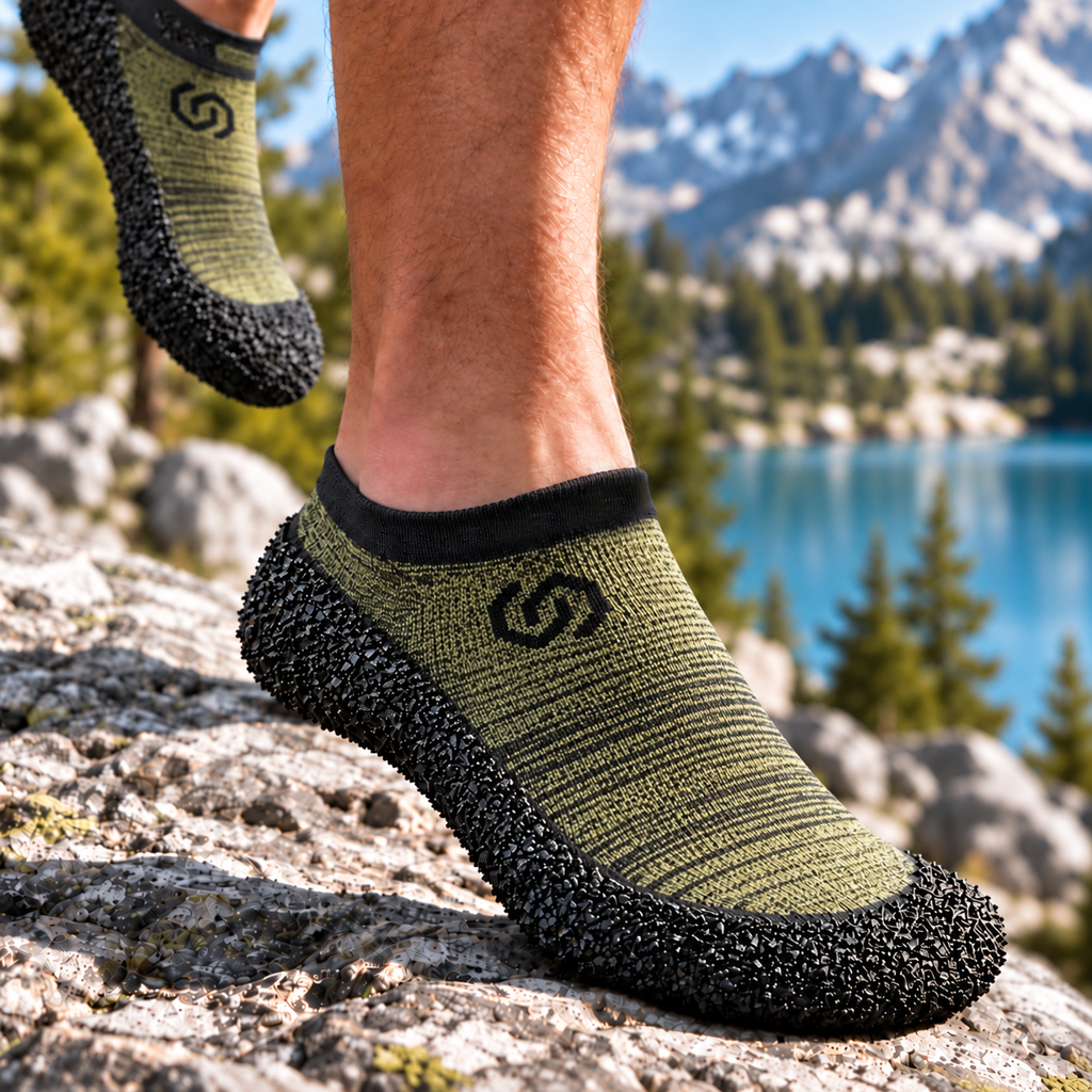Skinners Kids Barefoot Socks 1.0 - Olive Green (Size 30-32)