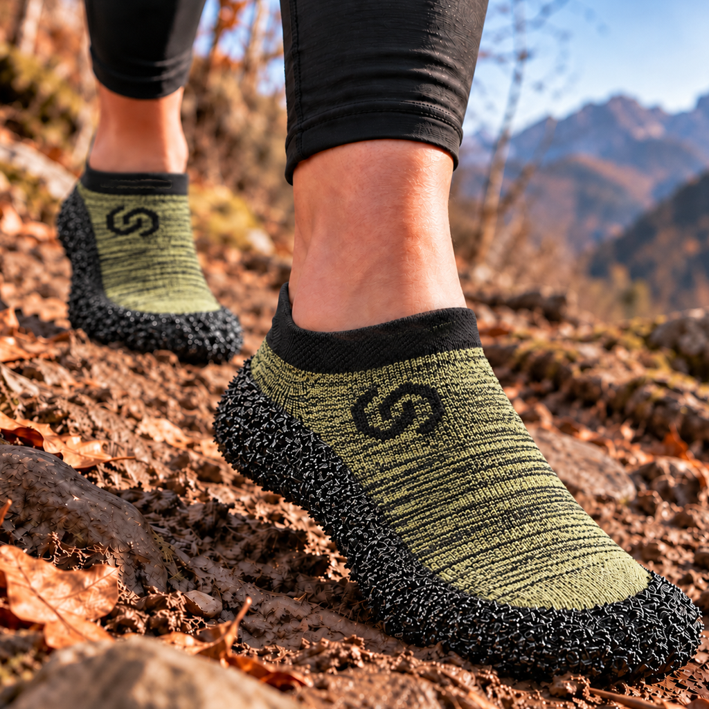 Skinners Kids Barefoot Socks 1.0 - Olive Green (Size 30-32)