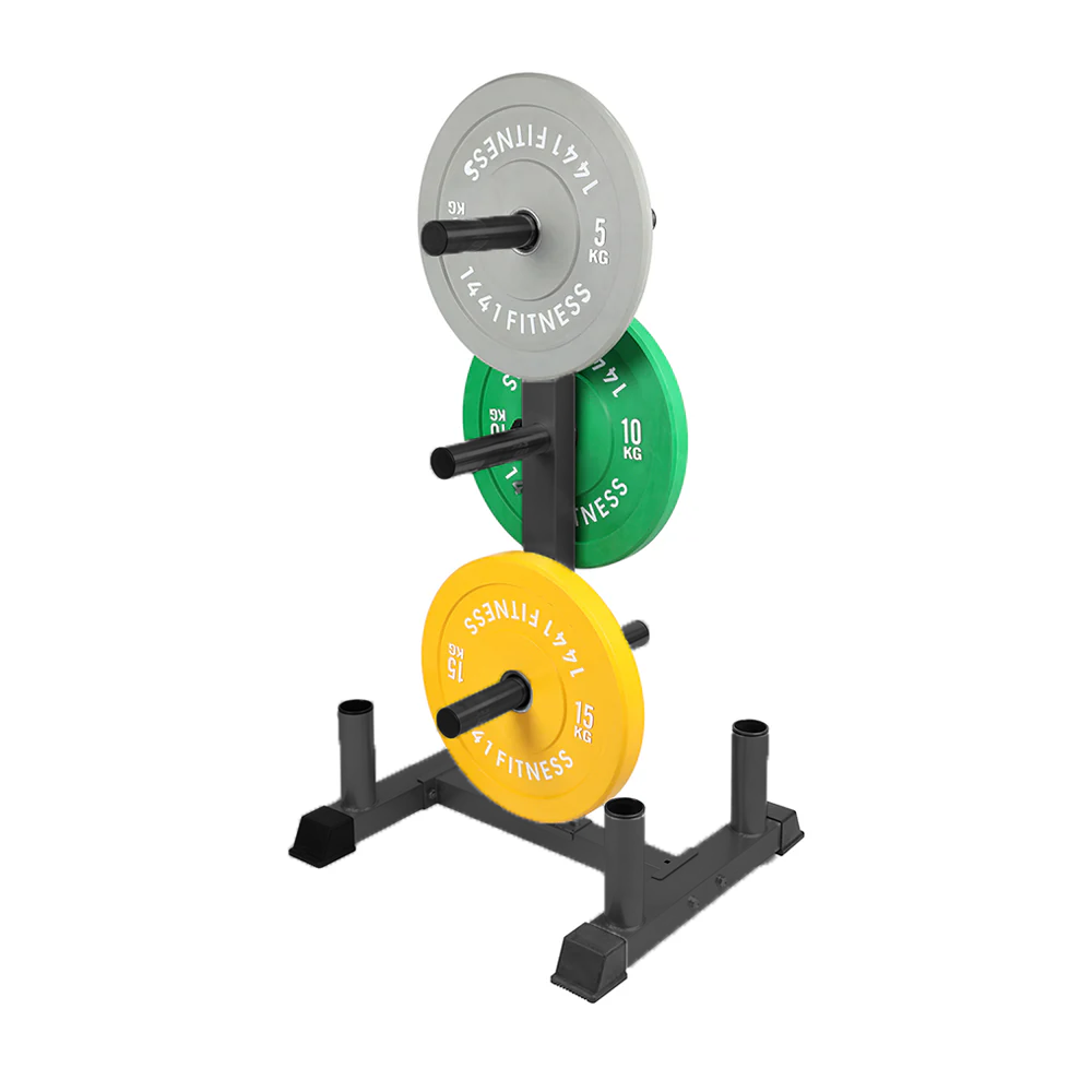 Olympic Plate Rack with Four Bar Holder - Black