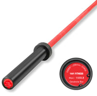 Thumbnail for 1441 Fitness 7 Ft Premium Red and Black Barbell