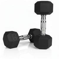 Thumbnail for 1441 Fitness Black Rubber Hex Dumbbells - 15 LBS