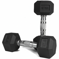 Thumbnail for 1441 Fitness Black Rubber Hex Dumbbells - 15 LBS