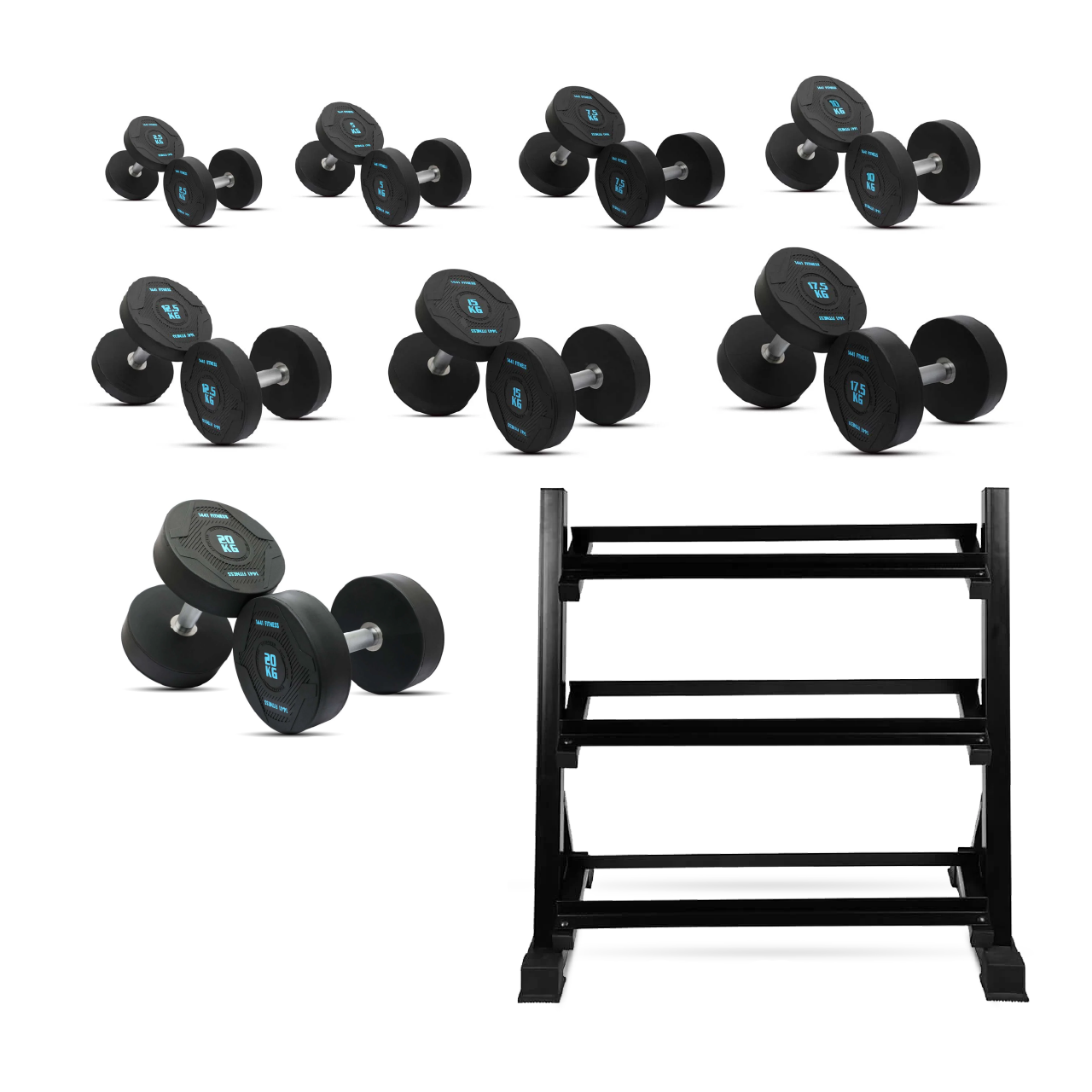 Insight Fitness C5 Multi Function Smith Machine Home Gym Bundle Offer  - PRO7 - PU Round Dumbbell 2.5kg to 20kg with 3 Tier Rack