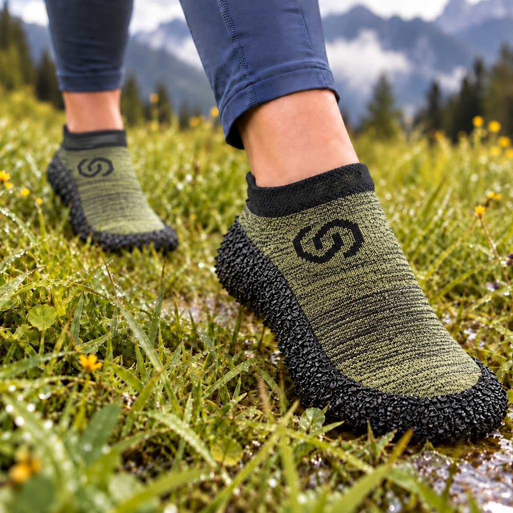 Skinners Kids Barefoot Socks 1.0 - Olive Green (Size 30-32)