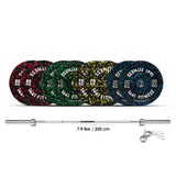 7 Ft Olympic Bar with Camouflage Bumper Plates - 160 KG Set | 1441 Fitness