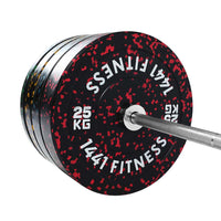 Thumbnail for 7 Ft Olympic Bar with Camouflage Bumper Plates - 160 KG Set | 1441 Fitness