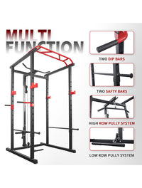 Thumbnail for 1441 Fitness Heavy Duty Squat Rack & Power Cage with Pull Up Bar J008 - Grey Color Frame