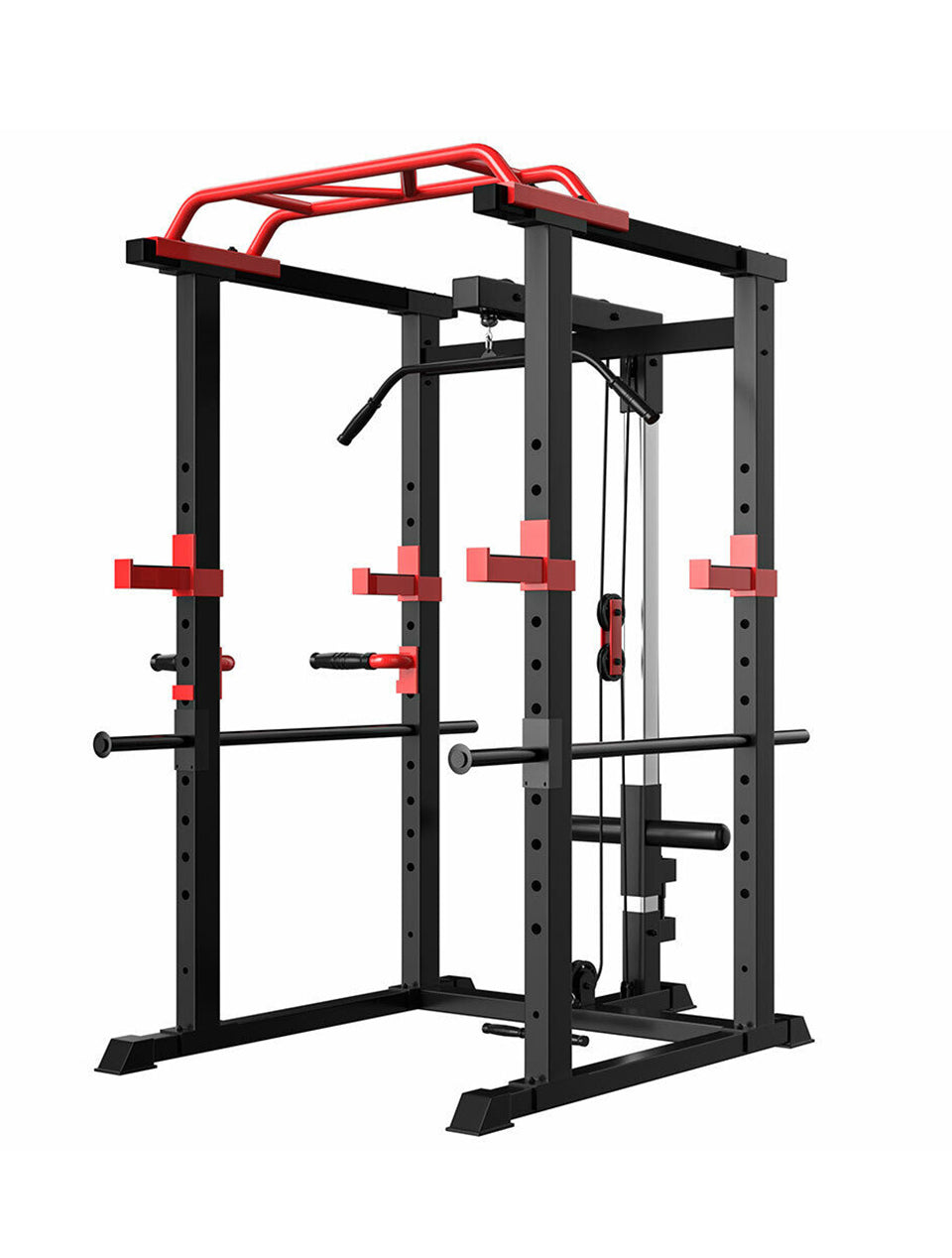 1441 Fitness Heavy Duty Rack & Power Cage مع شريط سحب وملحق لاتصال J008 - إطار رمادي اللون