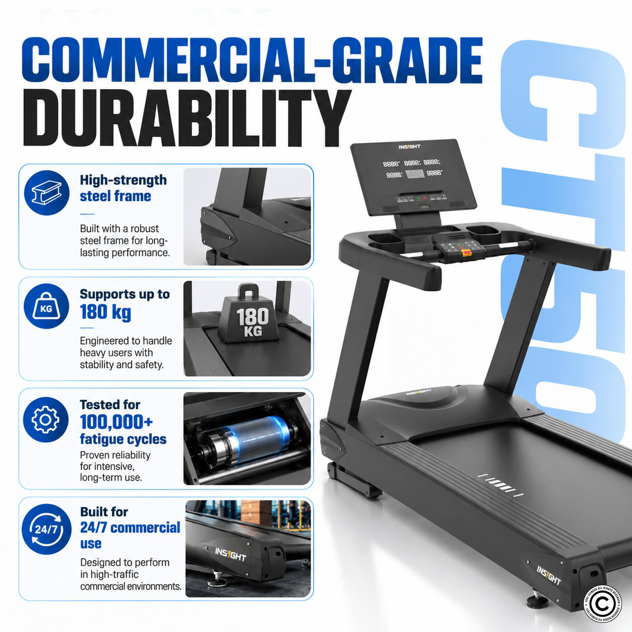 Insight Fitness Commercial Treadmill 3 HP - CT50