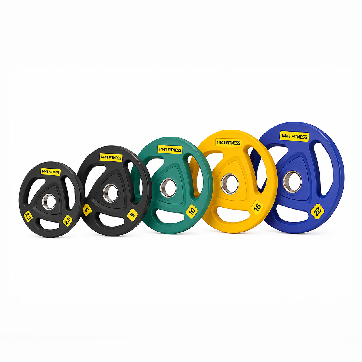 Tri Grip Color PU Olympic Plates 2.5 Kg to 20 Kg - 1 Year Warranty